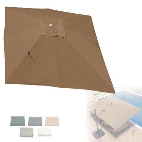 ZIUSFAC Ampelschirm Ersatzbezug 8 Rippen Ersatz-Sonnenschirm Überdachung Ersatzabdeckung 250×250cm Ersatzdach Für Terrassenschirm- Quadratisch(Khaki,2.5x2.5m (8.2x8.2ft)) von ZIUSFAC