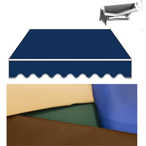 ZIUSFAC Einziehbar Markisentuch Markise Balkon Ersatzstoff Terrassenmarkise Ersatz Markisenbespannung Polyester Sonnenschutz Markisenstoff Wasserabweisend(Blue,(13x10ft) 4x3) von ZIUSFAC