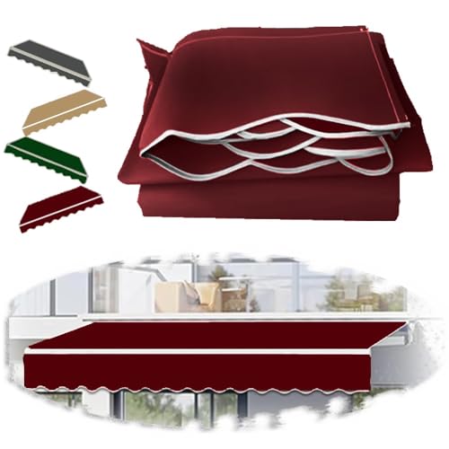 ZIUSFAC Einziehbar Terrassenmarkise Stoff Ersatztuch 3×1.5m 4×3.5m Balkonmarkise Ersatzbespannung Markisentuch Ersatz Zeltstoff Für Balkon Garten(Burgundy,(8x6.5ft) 2.4x2m) von ZIUSFAC