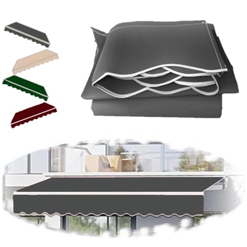 ZIUSFAC Einziehbar Terrassenmarkise Stoff Ersatztuch 3×1.5m 4×3.5m Balkonmarkise Ersatzbespannung Markisentuch Ersatz Zeltstoff Für Balkon Garten(Gray,(8x6.5ft) 2.4x2m) von ZIUSFAC