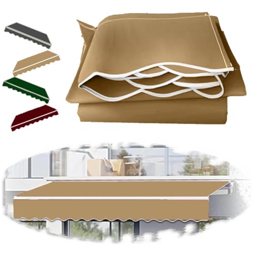 ZIUSFAC Einziehbar Terrassenmarkise Stoff Ersatztuch 3×1.5m 4×3.5m Balkonmarkise Ersatzbespannung Markisentuch Ersatz Zeltstoff Für Balkon Garten(Khaki,(13x11.5ft) 4x3.5m) von ZIUSFAC