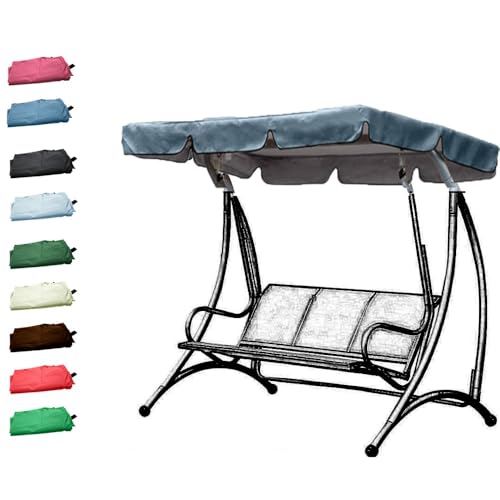 ZIUSFAC Garten-Schaukel Ersatz-Bezug 164×114cm 190×132cm Hollywoodschaukel Ersatzdach Wasserdicht Dachbezug Schaukel Sonnendach 2-3 Sitzer(Haze blue,164x114cm/65x45in) von ZIUSFAC