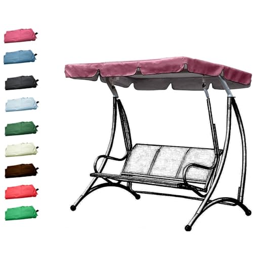 ZIUSFAC Garten-Schaukel Ersatz-Bezug 164×114cm 190×132cm Hollywoodschaukel Ersatzdach Wasserdicht Dachbezug Schaukel Sonnendach 2-3 Sitzer(Pink,190x132cm/75x52in) von ZIUSFAC