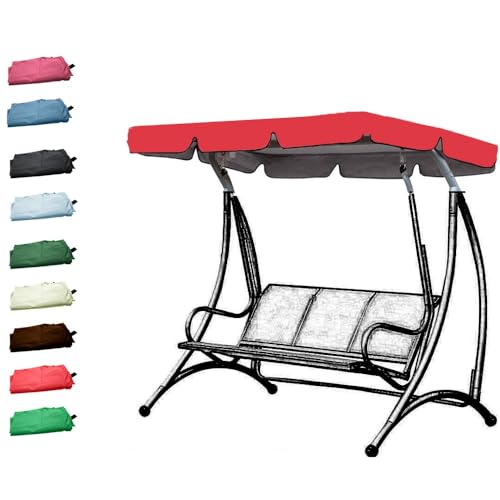 ZIUSFAC Garten-Schaukel Ersatz-Bezug 164×114cm 190×132cm Hollywoodschaukel Ersatzdach Wasserdicht Dachbezug Schaukel Sonnendach 2-3 Sitzer(Red,190x132cm/75x52in) von ZIUSFAC