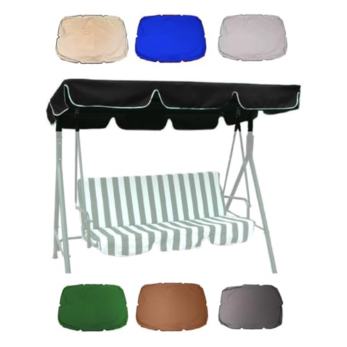 ZIUSFAC Gartenschaukel Überdachung Schaukel Ersatzdach Hollywoodschaukel Dach-Plane Sonnenschutz Ersatzüberdachung Universal 3 Sitzer Schaukelüberdachung 142x120cm(Black,249x185cm/98x73in) von ZIUSFAC