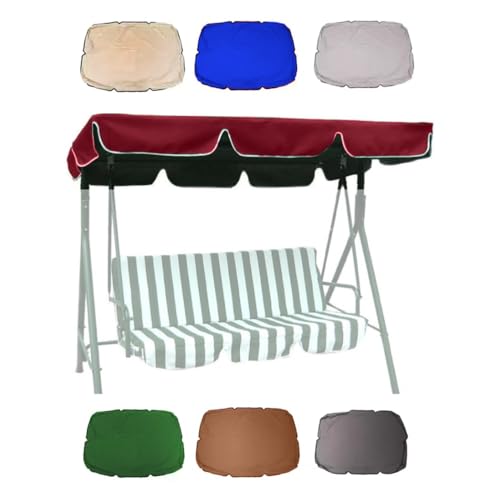 ZIUSFAC Gartenschaukel Überdachung Schaukel Ersatzdach Hollywoodschaukel Dach-Plane Sonnenschutz Ersatzüberdachung Universal 3 Sitzer Schaukelüberdachung 142x120cm(Burgundy,249x185cm/98x73in) von ZIUSFAC