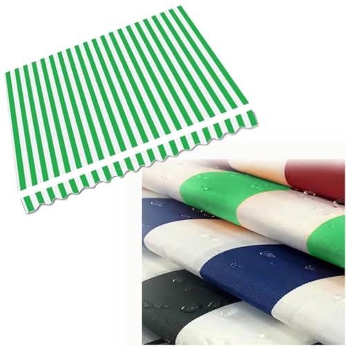 ZIUSFAC Gelenkarmmarkise Ersatzstoff Markisenstoff Einziehbar Streifen Sonnenmarkise Canvas Polyester Markisentuch Markisenbespannung Für Terrassenmarkise(Green,(8x5ft) 2.4x1.5m) von ZIUSFAC