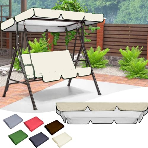 ZIUSFAC Hollywoodschaukel Baldachin Ersatz Gartenschaukel Dachplane 3 Sitzer Hängematte Ersatzabdeckung 164×114cm 190×132cm Hollywoodschaukel Dachbezug(Beige,164x114cm/65x45in) von ZIUSFAC