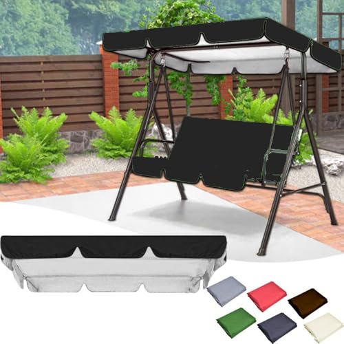 ZIUSFAC Hollywoodschaukel Baldachin Ersatz Gartenschaukel Dachplane 3 Sitzer Hängematte Ersatzabdeckung 164×114cm 190×132cm Hollywoodschaukel Dachbezug(Black,190x132cm/75x52in) von ZIUSFAC
