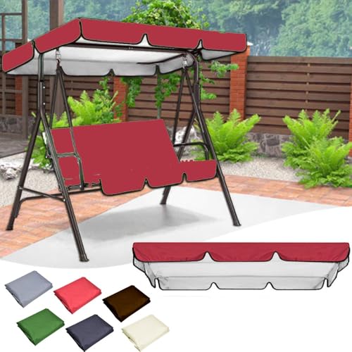 ZIUSFAC Hollywoodschaukel Baldachin Ersatz Gartenschaukel Dachplane 3 Sitzer Hängematte Ersatzabdeckung 164×114cm 190×132cm Hollywoodschaukel Dachbezug(Red,190x132cm/75x52in) von ZIUSFAC