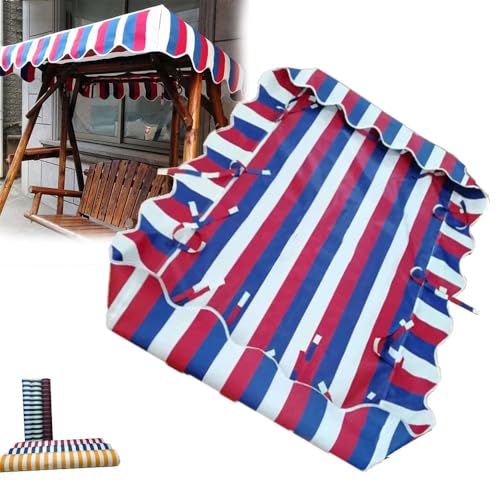 ZIUSFAC Hollywoodschaukel Dachplane Streifen Dach-Plane 3 Sitzer Hollywoodschaukel Dachbezug Wasserdichtes Sonnendach Für Gartenschaukel 200×120cm 210×145cm(Red1,200x145cm/79x57in) von ZIUSFAC