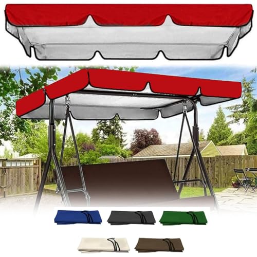 ZIUSFAC Hollywoodschaukel Ersatz-Bezug 3 Sitzer Gartenschaukel Ersatzdach 195×125cm 210×145cm Dachplane Für Garten-Schaukel 210D Oxford-Stoff(Red,195x125cm/77x49in) von ZIUSFAC