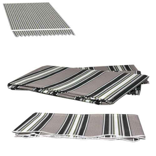 ZIUSFAC Markisenstoff Balkonmarkise Streifen Ersatzstoff Terrassenmarkise Sonnenschutz Ersatztuch Ersatz Markisentuch Polyester Markise Ersatzbespannung UV Schutz 2m 7m((13x8.2ft) 4x2.5m) von ZIUSFAC