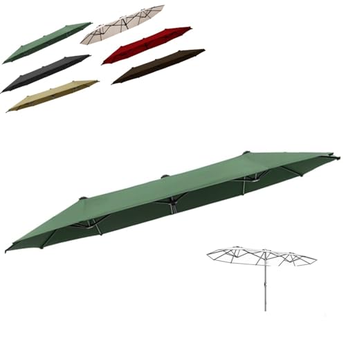 ZIUSFAC Oval Sonnenschirmbezug 12-Rippen Sonnenschirm Ersatzbezug 460cm Sonnenschirm-Stoffbezug Doppelsonnenschirm Bezug Ersatz Abdeckung Terrassenschirm Ersatzdach(Dark Green) von ZIUSFAC