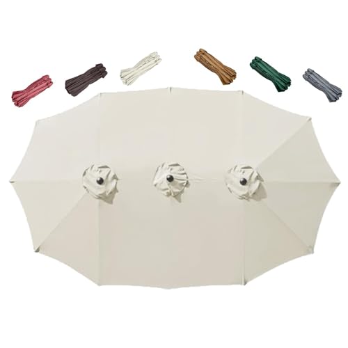 ZIUSFAC Terrassenschirm Ersatz Abdeckung Doppelsonnenschirm Ersatzbezug 460cm Ersatz-Sonnenschirm Stoff 12 Streben Marktschirm Ersatzdach UV Schutz(Beige) von ZIUSFAC