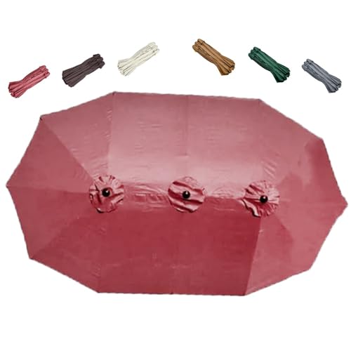 ZIUSFAC Terrassenschirm Ersatz Abdeckung Doppelsonnenschirm Ersatzbezug 460cm Ersatz-Sonnenschirm Stoff 12 Streben Marktschirm Ersatzdach UV Schutz(Burgundy) von ZIUSFAC