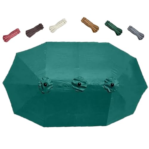 ZIUSFAC Terrassenschirm Ersatz Abdeckung Doppelsonnenschirm Ersatzbezug 460cm Ersatz-Sonnenschirm Stoff 12 Streben Marktschirm Ersatzdach UV Schutz(Dark Green) von ZIUSFAC