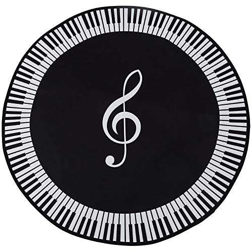 ZIUTPDAX Neue Teppich Musik Symbol Klavier Taste Schwarz Weiß Runde Teppich rutschfeste Teppich Hause Schlafzimmer Matte Boden Dekoration von ZIUTPDAX