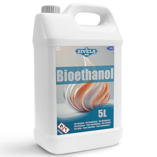5L Bioethanol 96,6% | Bio Alkohol 96,6% | Bioethanol für Kamin, Tischkamin, Bioethanol Kamin | Bioethanol Geruchlos | Saubere Verbrennung, ohne Rauch, lebendige und stabile Flamme von ZIVELA
