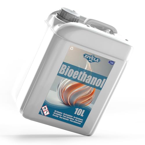 Bioethanol 96,6% 10L | Bio Alkohol Geruchlos 96,6% 10L | Bioethanol für Kamin, Tischkamin, Bioethanol Kamin | Bioethanol Geruchlos | Saubere Verbrennung, ohne Rauch, lebendige und stabile Flamme von ZIVELA