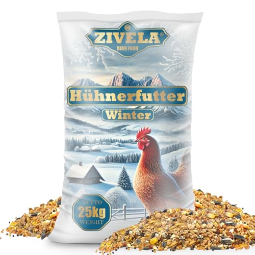 ZIVELA 25kg Hühnerfutter Geflügelkörnerfutter Körnerfutter für Winter | Geflügelfutter für Hühner, Gänse, Enten Non-GMO, 100% natürlich | Geeignet für Herbst und Winter. von ZIVELA