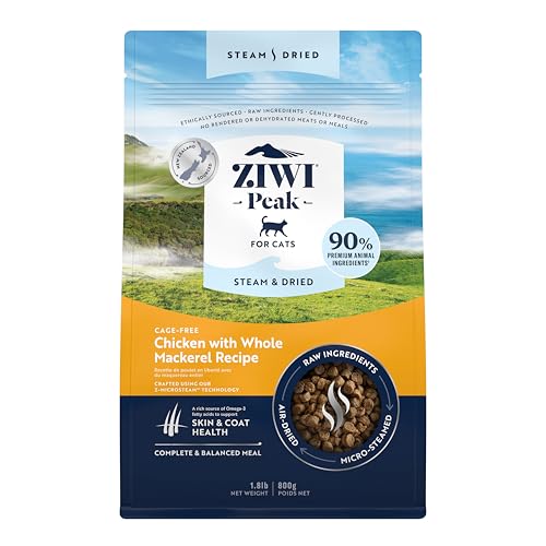 ZIWI Peak Steam & Dried Käfigfreies Huhn mit ganzer Makrele 800g - Natürliches, proteinreiches Katzenfutter trocken, Rohe Alternative & getreidefreies komplettes Katzenfutter trocken ZIWI Peak Steam & Dried Käfigfreies Huhn mit ganzer Makrele 800g - Natürliches, proteinreiches Katzenfutter trocken, Rohe Alternative & getreidefreies komplettes Katzenfutter trocken von ZIWI