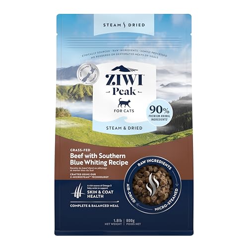 ZIWI Peak Steam & Getrocknetes Grasrind mit Southern Blue Whiting, 800 g – Natürliches, proteinreiches Katzenfutter trocken, rohe Alternative & getreidefreies Komplett-Trockenfutter für Katzen ZIWI Peak Steam & Getrocknetes Grasrind mit Southern Blue Whiting, 800 g – Natürliches, proteinreiches Katzenfutter trocken, rohe Alternative & getreidefreies Komplett-Trockenfutter für Katzen von ZIWI