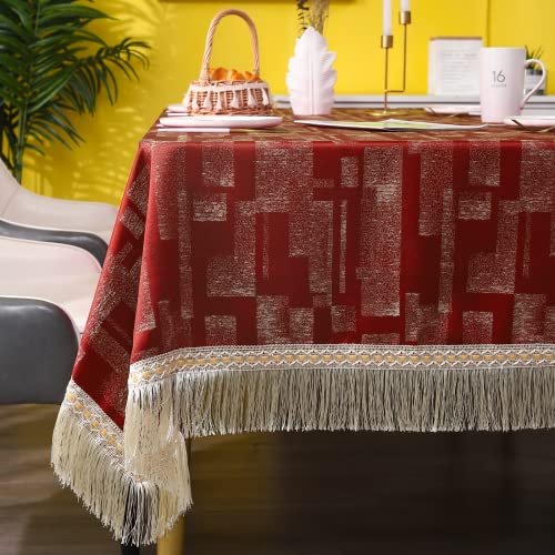 ZIWUROAD Rechteckige Quaste Tischdecke, Jacquard Tischtuch Abwaschbar Tischtücher Größe Wählbar für Küche Tischplatte Dekoration Gartentisch Feierntage Party Hochzeit Outdoor Camping (155 x 215 cm) von ZIWUROAD