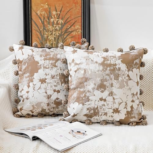ZIWUROAD Zierkissenbezüge für Sofa, Couch, Schlafzimmer, Wohnzimmer, Heimdekoration, 45,7 x 45,7 cm, 2 Stück, Beige Braun ZIWUROAD Zierkissenbezüge für Sofa, Couch, Schlafzimmer, Wohnzimmer, Heimdekoration, 45,7 x 45,7 cm, 2 Stück, Beige Braun von ZIWUROAD