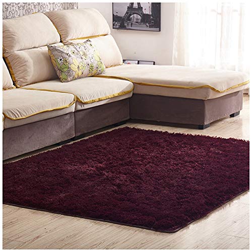 ZIXINGA Shaggy Teppich Kunstfell Hochflor Langflor Teppiche Wohnzimmer Matte Für Wohnzimmer Bettvorleger Schlafzimmer Burgunderrot 80X160cm von ZIXINGA