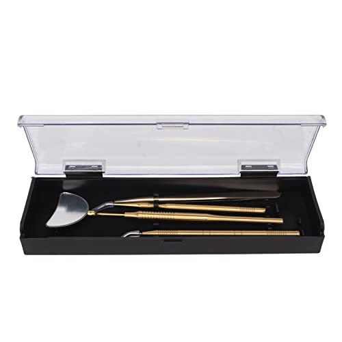 4pcs Wimpernverlängerung Pinzetten Spiegel Set Edelstahl universell rotatable Anti -Schlupf -Griff -Wimpernwerkzeug (Gold) von ZIXINNKC