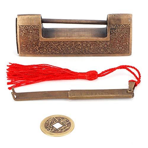 Antique Copper Lock Chinese Style Geschnitztes Vorhängeschloss für Schmuckschachtel Hochzeit e (Abstand 5 cm) von ZIXINNKC