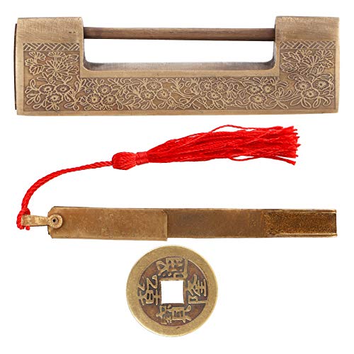 Antique Copper Lock Chinese Style Geschnitztes Vorhängeschloss für Schmuckschachtel Hochzeit e (Abstand 7 cm) von ZIXINNKC
