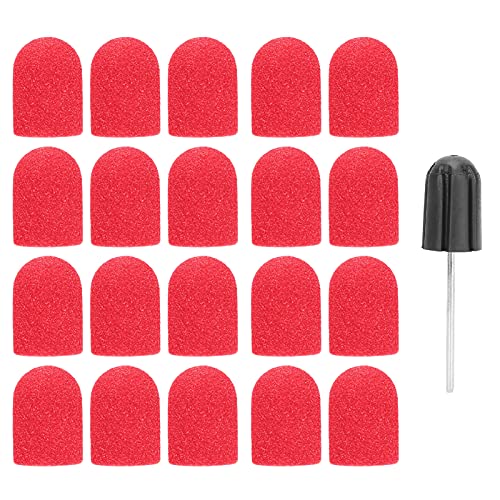 Nagelkunstschleifkappe Nagel Bohrer Bits Polierset für Maniküre Poliersteine ​​Glas Plastikkeramik 20 x 1 Zoll mit Welle (Rot) von ZIXINNKC