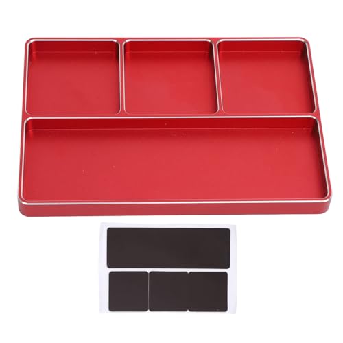 RC -Reparaturschraubenschale 4 Gitter Alumium -Legierungsschraubenschraubblech mit Magnetpad für 1/10 1/8 RC -Auto RC -Flugzeuge (Rot) von ZIXINNKC