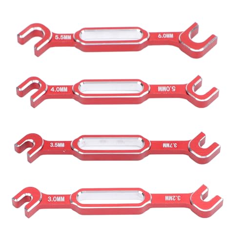 RC -Spannschlossschlüssel -Wall -Aluminium -Legierungsreparatur -Kit 3.0 3.2 3.5 3.7 4.0 5,0 5,5 6,0 mm (Rot) von ZIXINNKC