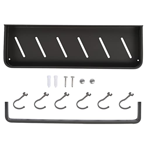 ZIXINNKC Badezimmer Duschregal Wandmontage Handtuch Lager Rack Shampoo Halter Organizer (40 cm mit Stab und 6 Haken) von ZIXINNKC