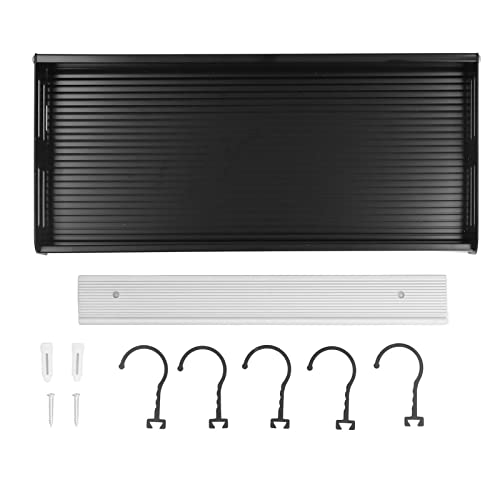 ZIXINNKC Küchenorganisation Wand montiertes Regal Platz Aluminium Aufbewahrung mit 5 Haken Schwarz von ZIXINNKC