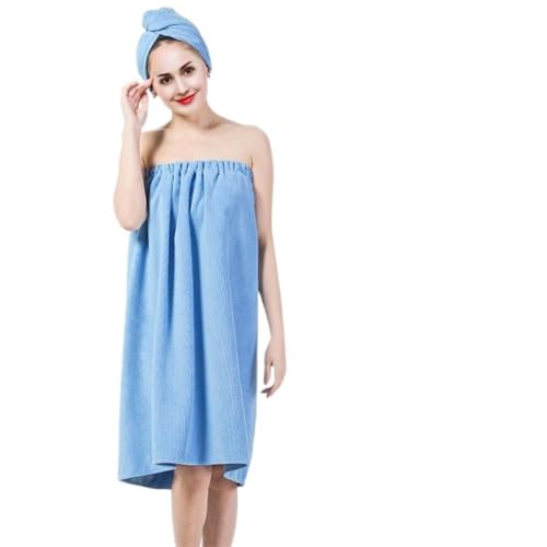 ZIXINNKC Weiches Spa Bad Wrap Handtuch Set schnell Trocknungskappe bequeme Spa Dusche Badezimmer (Hellblau) von ZIXINNKC