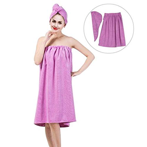 ZIXINNKC Weiches Spa Bad Wrap Handtuch Set schnell Trocknungskappe bequeme Spa Dusche Badezimmer (Hellviolett) von ZIXINNKC