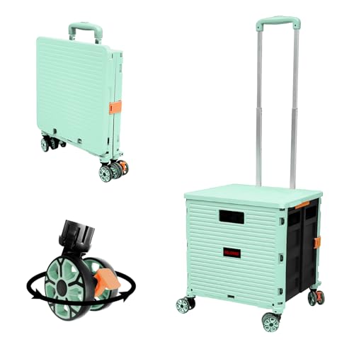 Faltbare Einkaufstrolley-Box auf Rädern mit Deckel, verschleißfester, geräuschloser 360 ° -Drehung und verstellbarem Kofferraumwagen aus Aluminiumlegierung, Tragkraft 45 kg Tragbarer langlebiger Faltbare Einkaufstrolley-Box auf Rädern mit Deckel, verschleißfester, geräuschloser 360 ° -Drehung und verstellbarem Kofferraumwagen aus Aluminiumlegierung, Tragkraft 45 kg Tragbarer langlebiger von ZIYOU LANG