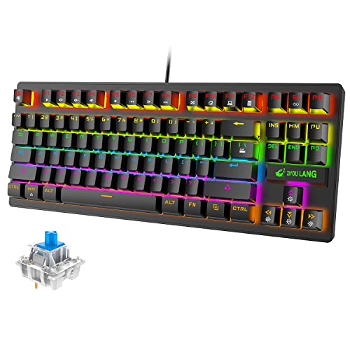 Gaming-Tastatur, mechanische USB-Tastatur, RGB-Regenbogen-LED-Hintergrundbeleuchtung, 87 Tasten, vollständiges Anti-Ghosting, für Gamer und Schreibkräfte, für PS3, PS4, PS6, Computer, Mac (schwarz) Gaming-Tastatur, mechanische USB-Tastatur, RGB-Regenbogen-LED-Hintergrundbeleuchtung, 87 Tasten, vollständiges Anti-Ghosting, für Gamer und Schreibkräfte, für PS3, PS4, PS6, Computer, Mac (schwarz) von ZIYOU LANG