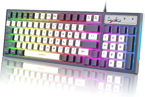 Kabelgebundene RGB-Gaming-Tastatur mit Multi-Regenbogen-8 Chroma-LED-Hintergrundbeleuchtung, Farbblock-Tastenkappen, ergonomisches 26 Tasten, Anti-Ghosting, 96-Tasten-Layout,Laserschnitzerei Kabelgebundene RGB-Gaming-Tastatur mit Multi-Regenbogen-8 Chroma-LED-Hintergrundbeleuchtung, Farbblock-Tastenkappen, ergonomisches 26 Tasten, Anti-Ghosting, 96-Tasten-Layout,Laserschnitzerei von ZIYOU LANG