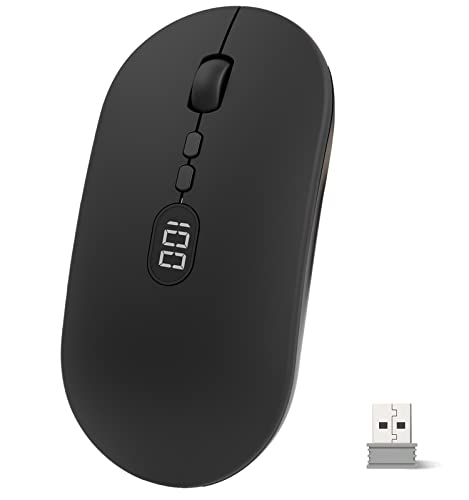 Kabellose Maus Leichte Kabellose Maus mit Akku-Display 2.4G Ultra Slim Leise Funkmaus Wireless Laptop Mouse mit Nano Empfänger Kabellose Ergonomische Maus 1600DPI Für PC/Window/Macbook/Linux - Schwarz Kabellose Maus Leichte Kabellose Maus mit Akku-Display 2.4G Ultra Slim Leise Funkmaus Wireless Laptop Mouse mit Nano Empfänger Kabellose Ergonomische Maus 1600DPI Für PC/Window/Macbook/Linux - Schwarz von ZIYOU LANG