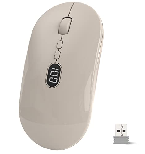 Kabellose Maus mit Akku-Display - 2.4G Ultra Slim Leise Funkmaus, Wireless Laptop Mouse mit Nano Empfänger, Ergonomisch, 1600DPI für PC/Window/Macbook - Milchtee Kabellose Maus mit Akku-Display - 2.4G Ultra Slim Leise Funkmaus, Wireless Laptop Mouse mit Nano Empfänger, Ergonomisch, 1600DPI für PC/Window/Macbook - Milchtee von ZIYOU LANG