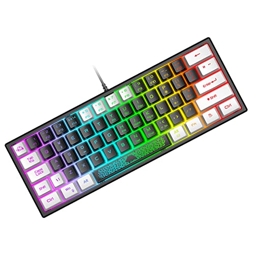 Mini 60% Gaming-Tastatur, Membran Game Keyboard mit Halbmechanisch Tasten, Optical RGB-Chroma-Backlit Kompakt 62 Tasten Double Color Keycap, QWERTY Layout für PC Laptop Mac Computer-Black & White Mini 60% Gaming-Tastatur, Membran Game Keyboard mit Halbmechanisch Tasten, Optical RGB-Chroma-Backlit Kompakt 62 Tasten Double Color Keycap, QWERTY Layout für PC Laptop Mac Computer-Black & White von ZIYOU LANG