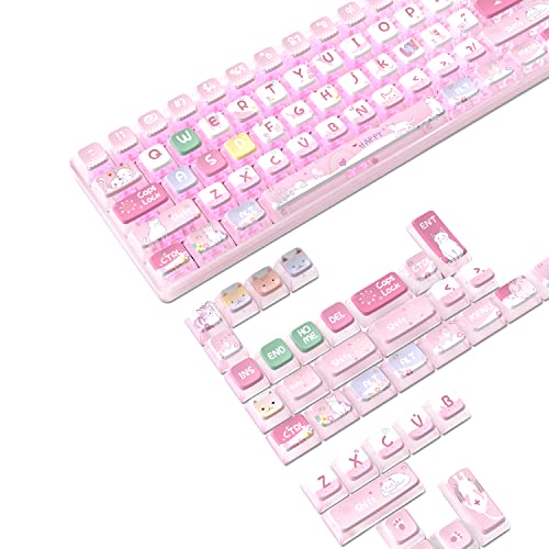 PBT-Pudding-Tastenkappen-Set mit 120 Tasten, ASA-Profil mit durchscheinender PC-Schicht, Farbstoff-Sub, niedliches Katzen-Thema für 61/84/87/98/100/104 Tasten, TKL Cherry MX Gateron Kailh Cross Type PBT-Pudding-Tastenkappen-Set mit 120 Tasten, ASA-Profil mit durchscheinender PC-Schicht, Farbstoff-Sub, niedliches Katzen-Thema für 61/84/87/98/100/104 Tasten, TKL Cherry MX Gateron Kailh Cross Type von ZIYOU LANG