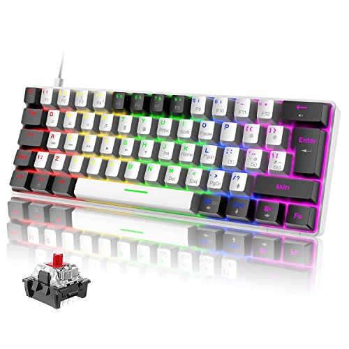 ZIYOU LANG T61 Portable 60% Gaming Mechanische Tastaturen mit Rote Schalter,19 Rainbow Light up Keyboard, UK Layout USB-C Kabel Mini Kompakte 62 Tasten Anti-Ghosting für PC Mac PS4 Xbox-Weiß & Schwarz ZIYOU LANG T61 Portable 60% Gaming Mechanische Tastaturen mit Rote Schalter,19 Rainbow Light up Keyboard, UK Layout USB-C Kabel Mini Kompakte 62 Tasten Anti-Ghosting für PC Mac PS4 Xbox-Weiß & Schwarz von ZIYOU LANG