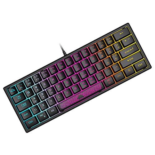 ZIYOU LANG Mini 60% Gaming-Tastatur, Membran Game Keyboard mit Halbmechanisch Tasten, Kompakt 62 Tasten, Optical RGB-Chroma-Hintergrundbeleuchtung, QWERTY Layout für PC Laptop Mac Computer-Schwarz ZIYOU LANG Mini 60% Gaming-Tastatur, Membran Game Keyboard mit Halbmechanisch Tasten, Kompakt 62 Tasten, Optical RGB-Chroma-Hintergrundbeleuchtung, QWERTY Layout für PC Laptop Mac Computer-Schwarz von ZIYOU LANG