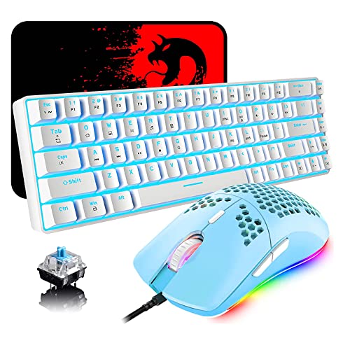 Tastatur und Maus Gaming Set, 68 Tasten Blauer Schalter 60% Mini Eisblaue Backlit Mechanische Tastatur Weiß, 6400DPI Leichte Programmierbar Maus Grün, USB-Kabel, Kompatibel mit Windows Mac PS4 Tastatur und Maus Gaming Set, 68 Tasten Blauer Schalter 60% Mini Eisblaue Backlit Mechanische Tastatur Weiß, 6400DPI Leichte Programmierbar Maus Grün, USB-Kabel, Kompatibel mit Windows Mac PS4 von ZIYOU LANG
